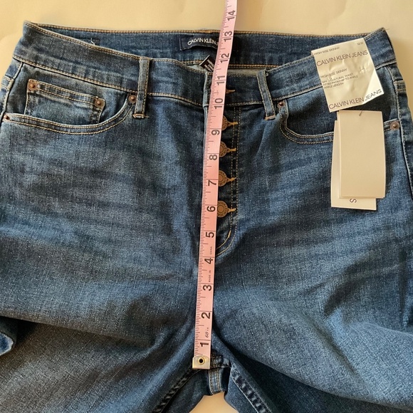 Calvin Klein Jeans Exposed Button High Rise Skinny Jean Sz 12/31 Blue Repreve - Picture 12 of 13